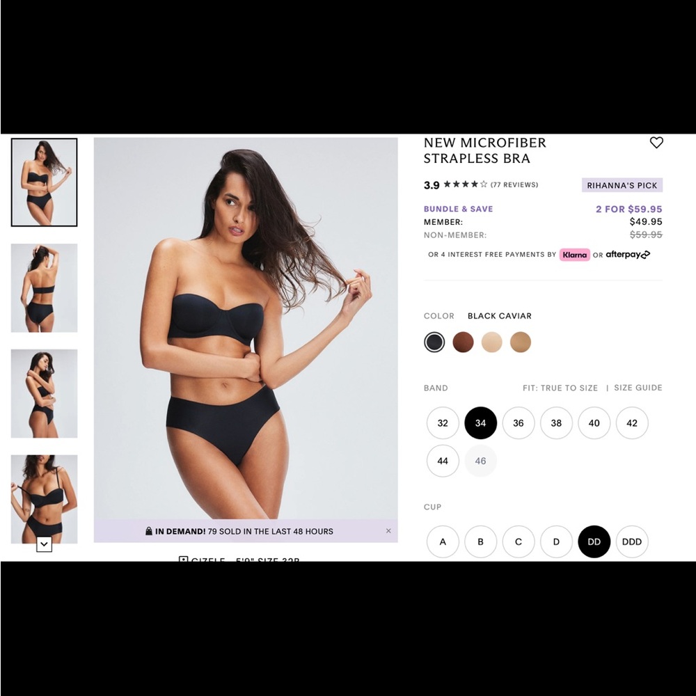 Savage X Fenty Black Strapless Bra